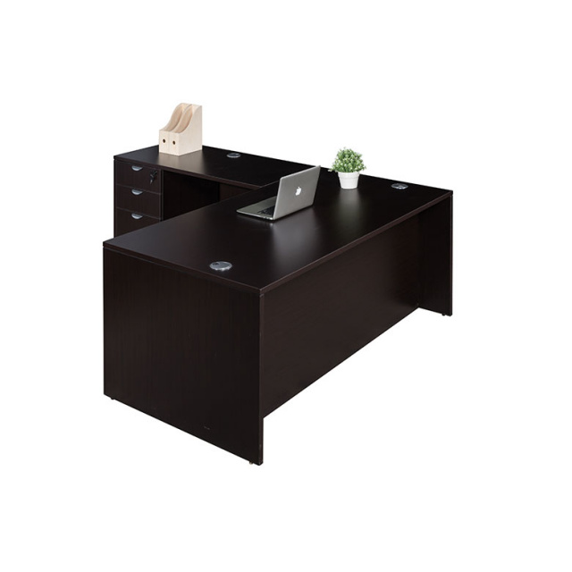 60"x66" L Desk With 3 Drawer Deluxe File Unit