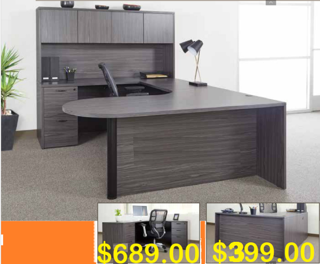 72"x102" Curved Bullet U Desk With File Unit (5 Colors)