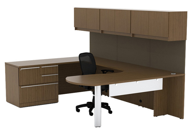 71"x96" U Shape Desk, Combo Lateral File, Tack Boards, & Overheads
