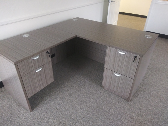 60"x66" L Desk With Hanging File Unit & 2 Drawer File Unit