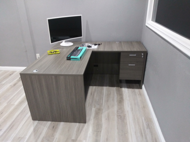 60"x66" L Desk With Hanging File Unit