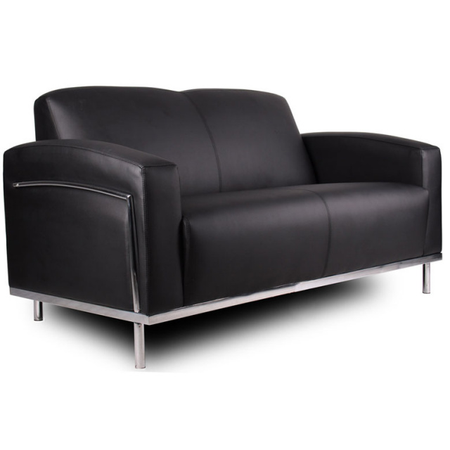 Boss Black CaressoftPlus? Loveseat W/Chrome Frame