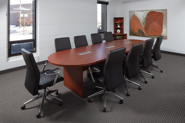 12'x4' (144"x48") Racetrack Conference Table With Data Ports  (Media/Hdmi Ports Sold Separately)