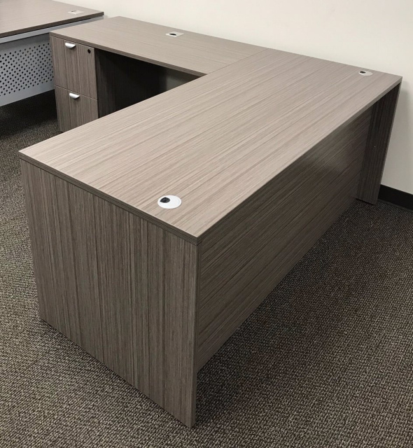 60"x66" L Desk With 2 Drawer File Unit