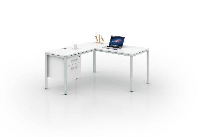 60"x66" Simple System L Shape Desk With Drawer Unit