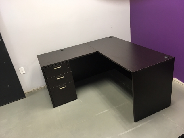 66"x72" Straight Front L Desk With 3 Drawer File Unit