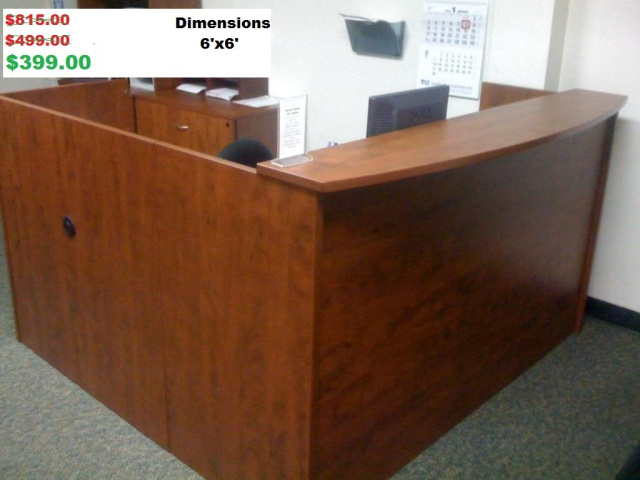 72"x72" Reception L Shape With Rounded Top (no drawers)