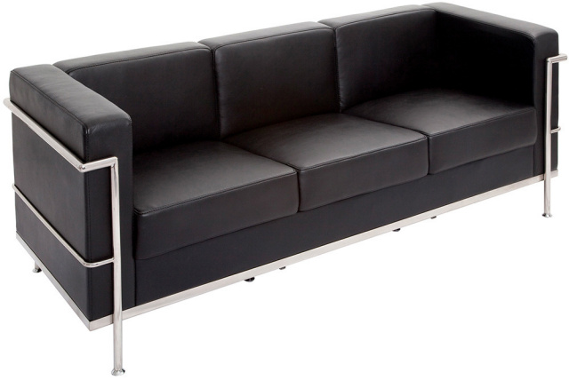 Black & Chrome 3 Seater Couch