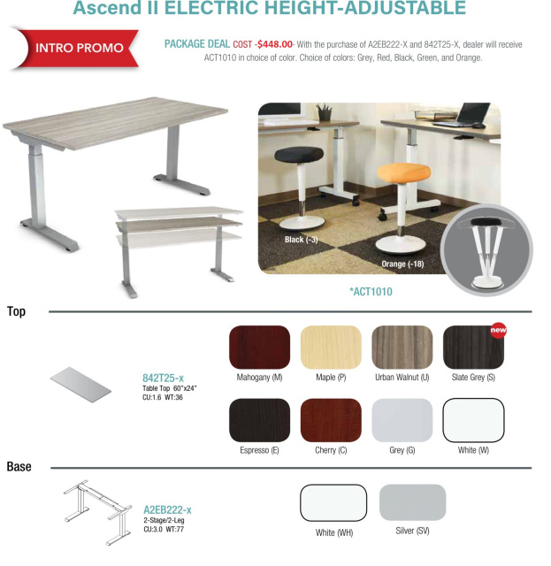 1- Electric Height Sit To Stand Desk Get 1 FREE Adjustable Stool