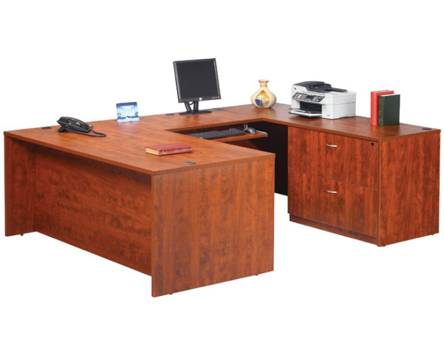 72"x90" U Shape Desk With Lateral File & Keyboard Tray