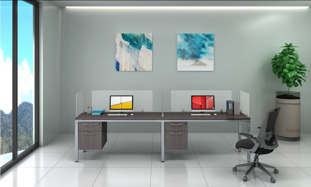 60"x24"x2 Simple System Desks With Hanging File Unit (Privacy Glass Sold Separately)