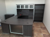 72"x102" Tuxedo U Desk With Glass Modesty, Glass Hutch Doors & File Unit (Bookcase & File off to the