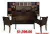 72"x42" Bow Front Desk, Duo Lateral File & Hutch With Glass Doors Combo & Side 36"Lx65"H Bookcases