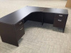 71"x78" Right Curved Credenza With 2 Hanging 2 Drawer File Units