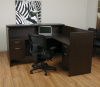 72"x72" Reception L Shape With Rounded Transaction Top & 2 Hanging File Units