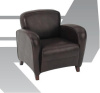 Mocha Bounded Leather Lounge Chair With Cherry Finish Legs