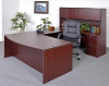 72"x102" Bow Front U Desk With Hutch & 2 Drawer File Unit