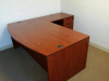 71"x78" Bow Front L Desk With 3 Drawer File Unit