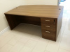 72"x42" Bow Front Desk Shell & 3 Drawer File Unit